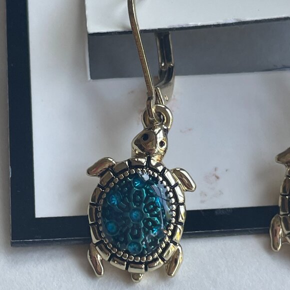 Gold Tone Turtle Drop Earring Napier Simulated Crystal KOHLS - Picture 4 of 6